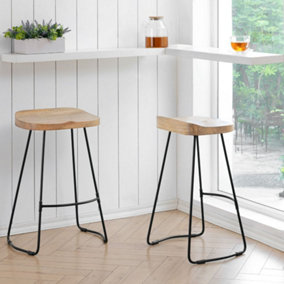 Lara Set of Two Saddle Seat Kitchen & Breakfast Counter Bar Stools - Natural