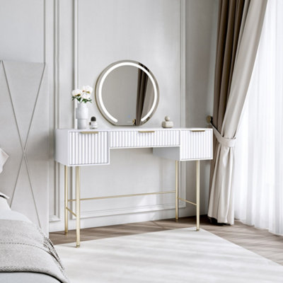 Lara White Dressing Table with Maisie LED Mirror Wall mounting
