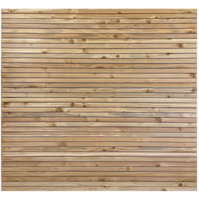 Larch Slatted Fence Panels - Horizontal - 2100mm Wide x 2100mm High - 6mm Gaps