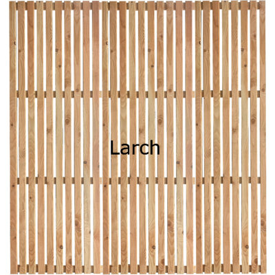 Larch Slatted Fence Panels - Vertical - 1200mm Wide x 1800mm High - 16mm Gaps