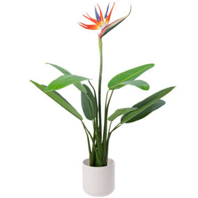 Large 100cm Artificial Strlitzia - Bird Of Paradise With Flower - Indoor House plant with Realistic Faux Foliage Home and Office