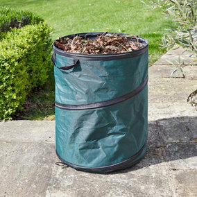 Large 100L Pop-Up Spring Bin - Reusable & Collapsible Hardwearing Home or Garden Waste Bag with Carry Handles - H60 x 50cm Dia