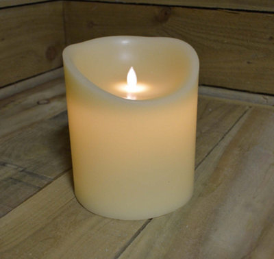 LARGE 18cm x 15cm Battery Operated Dancing Flame Candle with Timer in ...