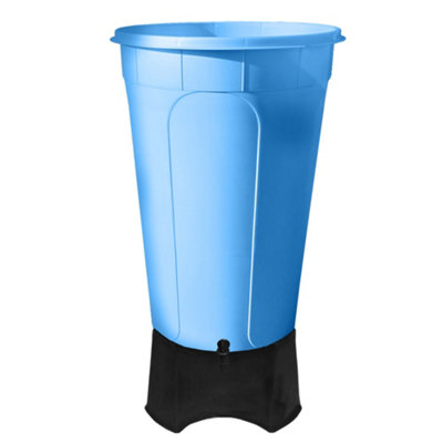 Large 210L Water Butt with Stand & Tap Garden Waterbutt Barrel Rain Water Collector - Blue Water Butt Kit - 3