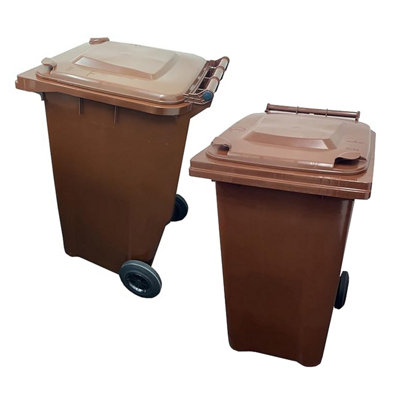 Large 240 Litre Brown Coloured Outdoor Council Wheelie Bins Complete ...