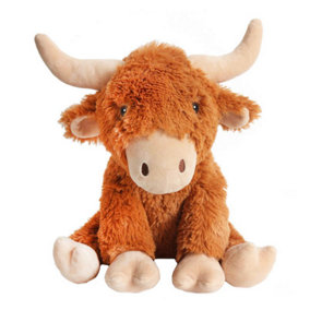 Large 30cm super-soft 'RPET PALS' sitting Highland Cow Soft Toy, made from recyled bottles