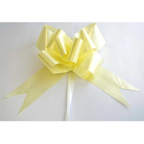 Large 30mm/3cm Ribbon Pull Bows Light Yellow for All Occation Decoration , 30PK