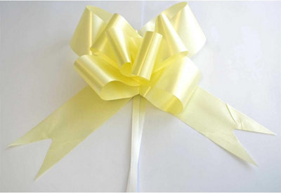 Large 30mm/3cm Ribbon Pull Bows Light Yellow for All Occation Decoration , 30PK