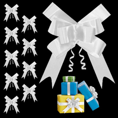 Large 30mm/3cm Ribbon Pull Bows White for All Occation Decoration , 20PK