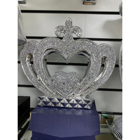 Large 3D Crushed Crystal Silver Crown Handicraft