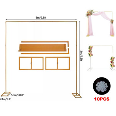 Large 3x3m Gold Metal Wedding & Event Arch Frame