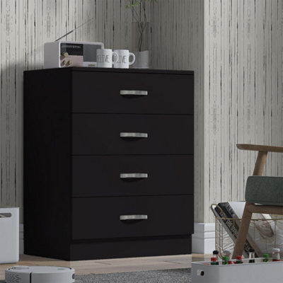 Large 4 Drawer Matt Black Chest Of Drawers | DIY at B&Q