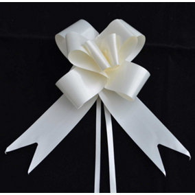 Large 50mm/5cm Ribbon Pull Bows for All Occation Decoration , Ivory, 10PK