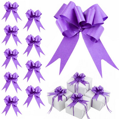 Large 50mm/5cm Ribbon Pull Bows for All Occation Decoration , Purple, 20PK
