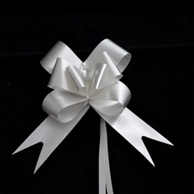 Large 50mm/5cm Ribbon Pull Bows for All Occation Decoration , Silver, 10PK