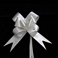 Large 50mm/5cm Ribbon Pull Bows for All Occation Decoration , Silver, 60PK