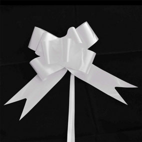 Large 50mm/5cm Ribbon Pull Bows for All Occation Decoration , White, 10PK