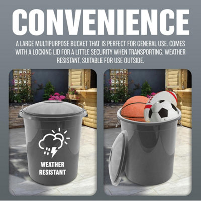 Large 70L Multi Purpose Bucket With Handles Storage Organiser Waste Garden
