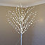 Large 7ft Pre-Lit 210 LED Xmas Light up White Birch Christmas Tree With Stand