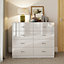 Large 8 Drawer High Gloss White Chest Of Drawers