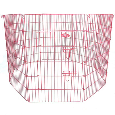 Large 8 Panel Pet Playpen Cage Pink