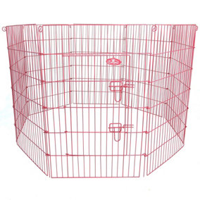 Large 8 Panel Pet Playpen Cage Pink