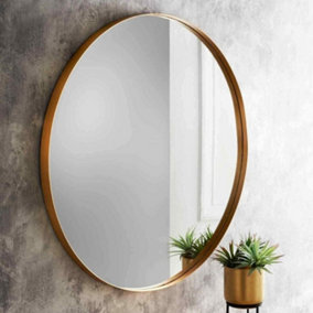 Large 80 cm Large Round Gold Deep Aluminium Frame Wall Mounted Mirror Bathroom Mirror
