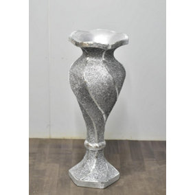 Large 80Cm Shiny Sparkly Mirror Crushed Diamond Glitter Flower Pot Silver V054