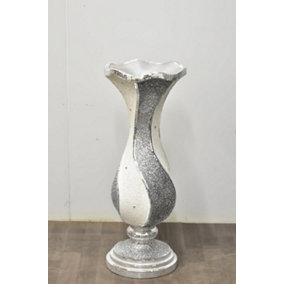 Large 80Cm Shiny Sparkly Mirror Crushed Diamond Glitter Flower Pot White Silver V053