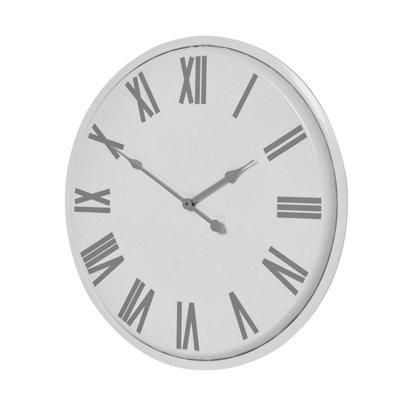 Large 80cm White Wall Clock with Grey Roman Numerals