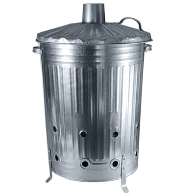 LARGE 90L INCINERATOR FIRE BIN GALVANISED GARDEN BURNING RUBBISH TRASH PAPER