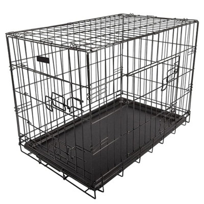 Large (91x61x68cm) 2 Door Folding Dog/Puppy Cage Carrier With Plastic Tray Price Comparisons | Compare The Build