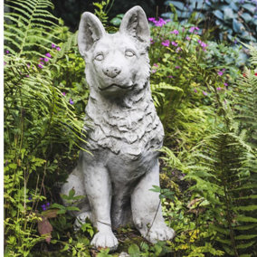 Large Alsatian/German Shepherd Dog Stone Cast Garden Ornament