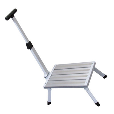 Large Aluminium Single Folding Step with Handrail (Caravan Motorhome Collapsible Foldable Platform)