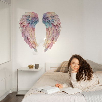 Large Angel Wings Wall Stickers - Multicoloured Removable Peel & Stick ...