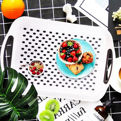 Large Anti Slip Serving Tray Rubber Grip Handles Non Slip Dinner Lap Tray 41cm