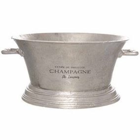 Large Antique Pewter Champagne Cooler -Ice Bucket- Metal - L35 x W48 x H23 cm - Antique Silver