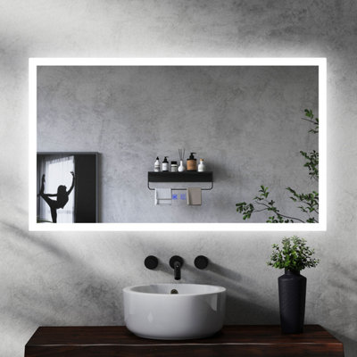 Large Bathroom LED Mirror 1200 x 700 mm 3 Colour Dimmable Lights Demister Touch Switch Illuminated Wall Mounted Vanity Mirror