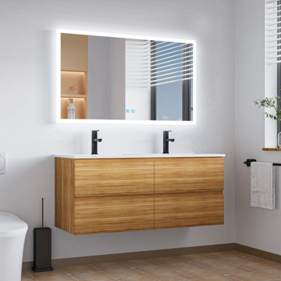Large Bathroom LED Mirror 1200 x 700 mm 3 Colour Dimmable Lights Demister Touch Switch Illuminated Wall Mounted Vanity Mirror