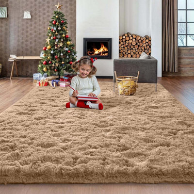 Large Bedroom Shaggy Rug Thick Large Living Room Beige 160X230 cm Rugs ...