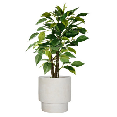 Large Beige Fibre Clay Indoor Outdoor Flower Plant Pot Houseplant Garden Planter