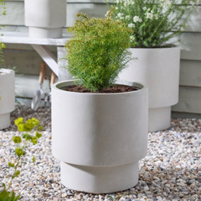 Large Beige Fibre Clay Indoor Outdoor Garden Planter Houseplant Flower Plant Pot