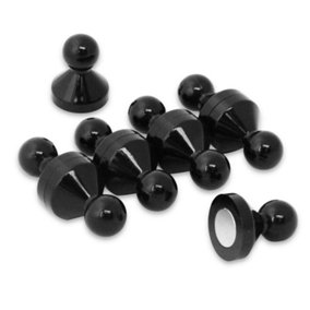 Large Black Acrylic Push Pin Office Magnet for Fridge, Whiteboard, Noticeboard, Filing Cabinet - 21mm dia x 26mm tall - Pack of 10