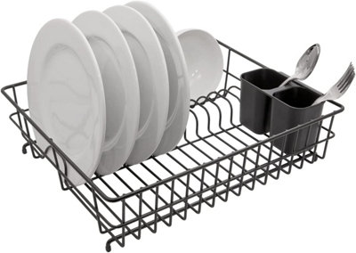 B2 FASHIONS INC STERILITE Black Large Dish Rack with Tray - MAISON CAPLAN