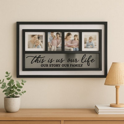 Large Black Family Multi Photo Frame Collage - Multi Picture Wall Display