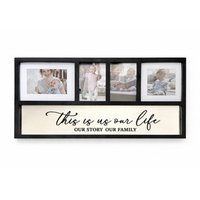 Large Black Family Multi Photo Frame Collage - Multi Picture Wall Display