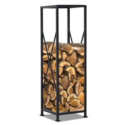 Large Black Firewood Log Rack 110cm Tall Metal Storage Holder & Stand