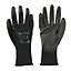 LARGE Black Gloves 13 Gauge Knitted & Poly Coated Palms & Fingers Open Back