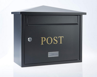 Large Black Wall Mounted Letter Catcher Mailbox