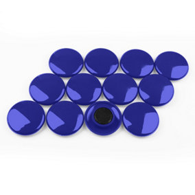 Large Blue Planning Office Magnets for Fridge, Whiteboard, Noticeboard, Filing Cabinet - 40mm dia x 8mm high - Pack of 12